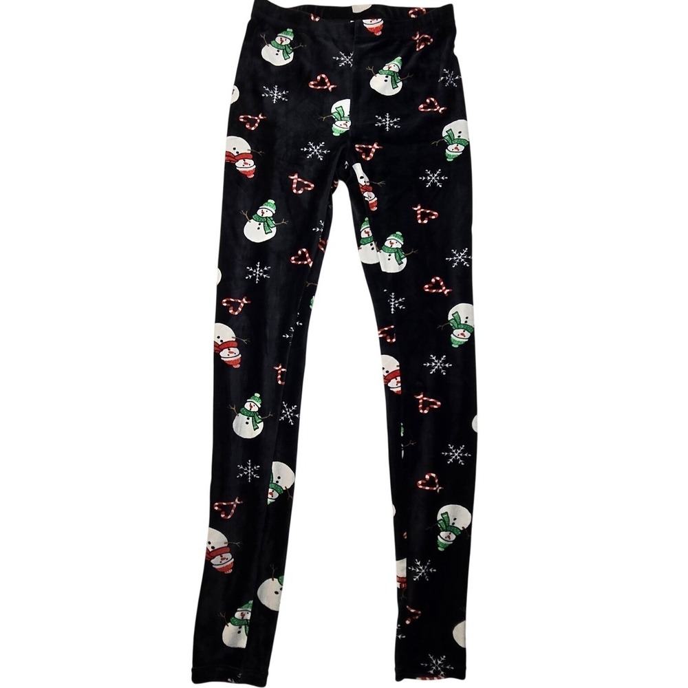 French Laundry Women's Black Holiday SNOWMAN Leggings Pants SMALL Super Soft